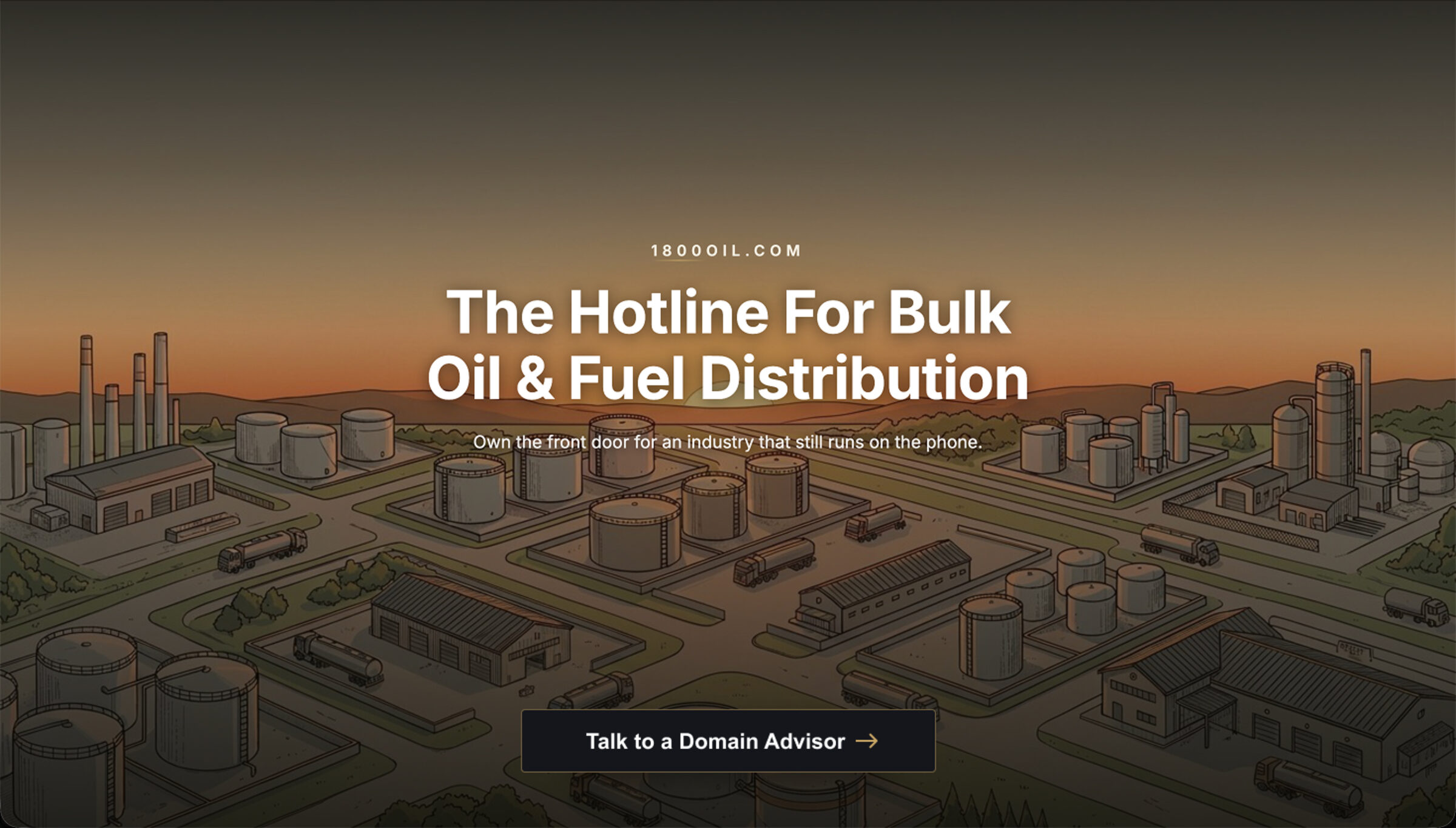 1800oil.com bespoke for-sale lander — The Hotline For Bulk Oil & Fuel Distribution