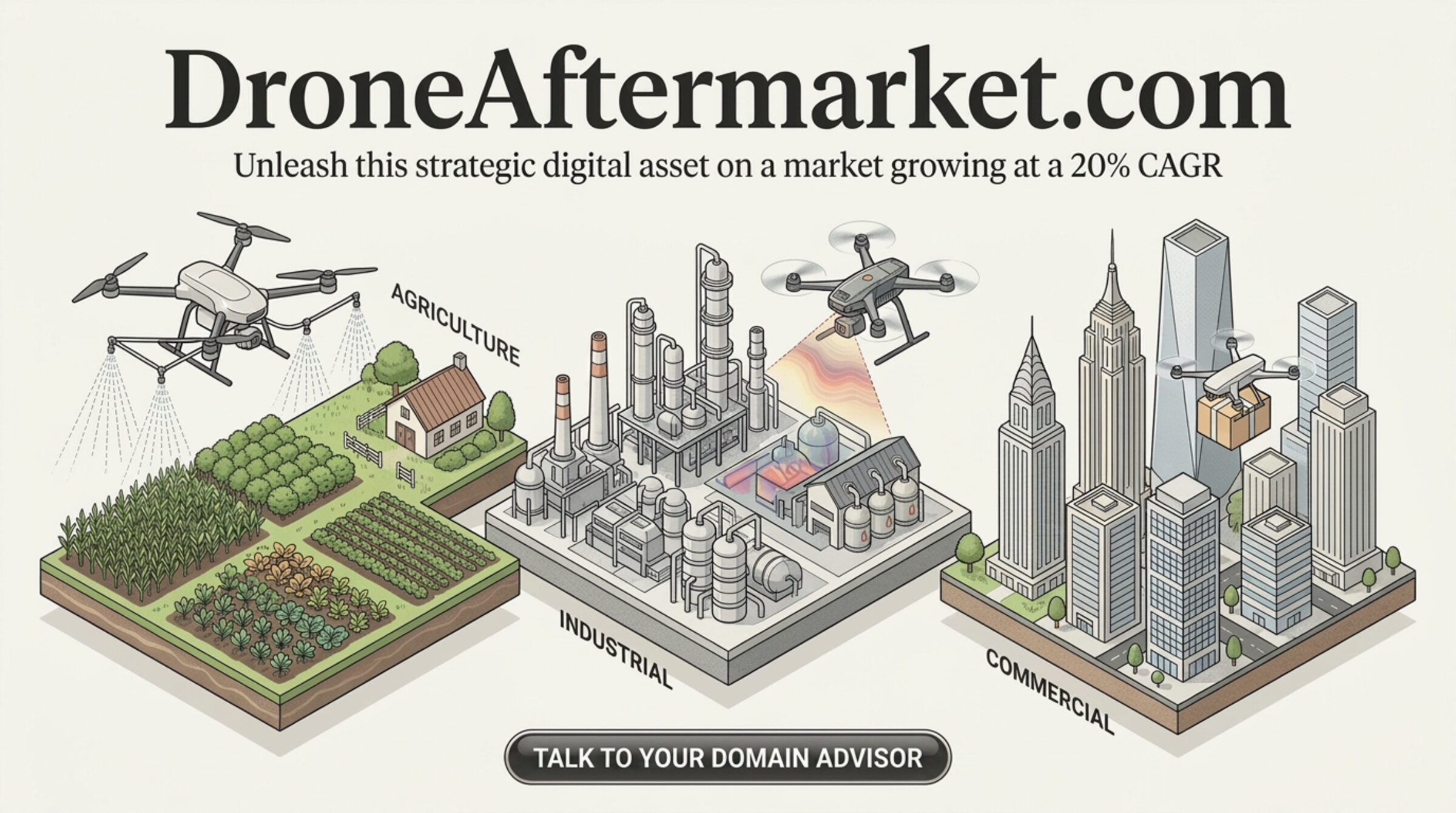 droneaftermarket.com bespoke for-sale lander — a strategic digital asset in a market growing at 20% CAGR